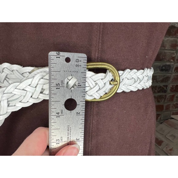 split leather belt white 1980s - Picture 8 of 9